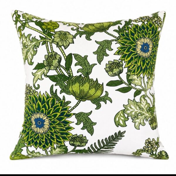 Fabric in Romantic Garden Green On White William Morris Styl